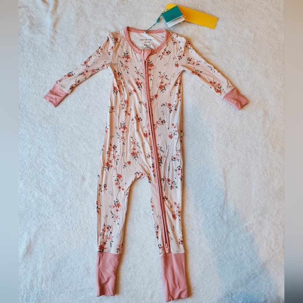 Posh Peanut Pink Floral Kids Footie Size 12-18 Months